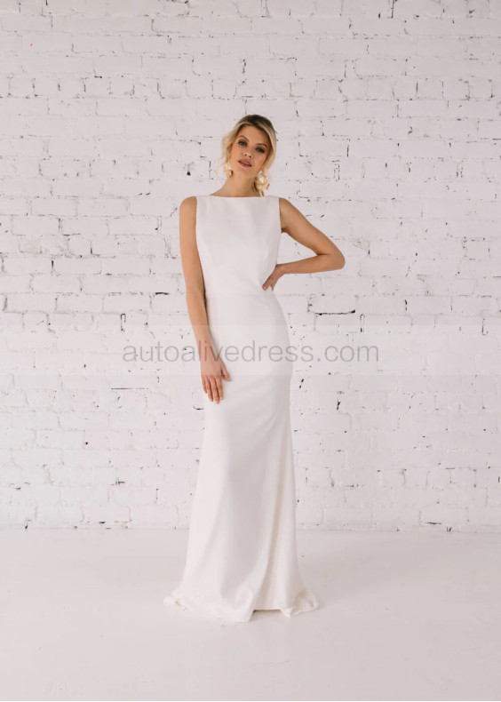 Ivory Satin Cowl Back Classic Wedding Dress Ivory Satin Cowl Back Classic Wedding Dress